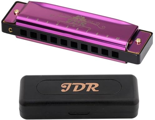 Harmonica JDR - Harmonica diatonique de blues en clé de do à 10 trous pour adultes,débutants, enfants, musiciens - Convient pour toutes les occasions : blues, folk, jazz et pop (violet)