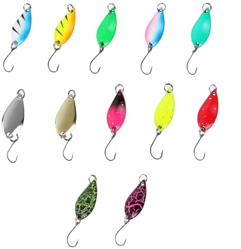 12Pcs Vivid Spinner Bait Set,Artificial Fishing Lure Blinker Set