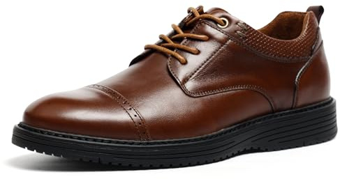 Hantatop Mens Dress Shoes Genuine Leather Casual Oxford Sneakers