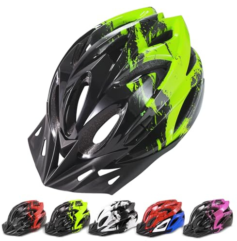 Kids Bike Helmet for Boys & Girls 8-15 Years, Adjustable Lightweight Helmet with 18 Vents, Toddler Child Multi-Sport Safety Certified Helmet for Bicycle, Scooter, Skateboarding 54-58CM M Green
