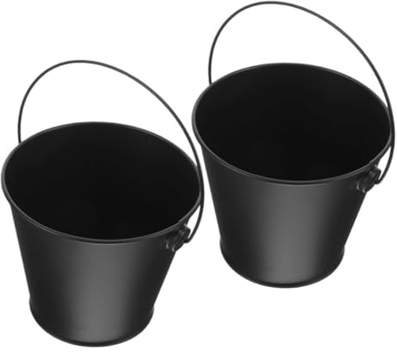 Lurrose 2 pezzi Secchiello in Metallo per Grasso Barbecue Secchio Olio Bbq in Ferro Resistente e Facile da Pulire Contenitore per Raccolta di Grasso per Forno e Barbecue Aperto Design