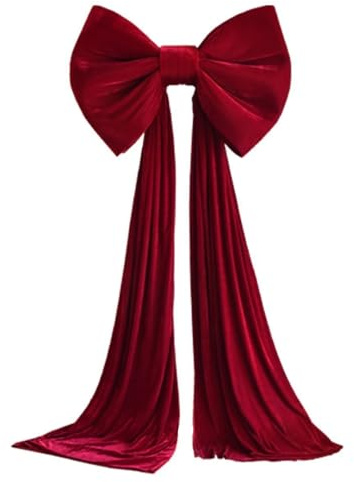 Fiocco puntale per albero di Natale, fiocchi extra large in velluto rosso con coda lunga per decorazioni per decorazioni per feste e feste per la casa, per l'albero di Natale