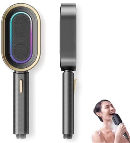 Bluetooth Shower Speaker with Waterproof Microphone & LED Showerhead - Color Changing Karaoke System for Ultimate Shower Experience