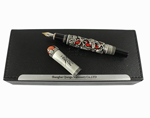 Jinhao Luxus alten chinesischen Ming Dynastie Kaiser Stil Drachen spielen roten Jade Perle Füllfederhalter mit Geschenk-Box, schwarz & rot