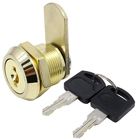 HSEAMALL Cerradura de buzón de Seguridad Gabinete de Acero Inoxidable Cajón Armario Cerradura de Leva con Teclas similares 16 mm (Oro)