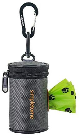 simpletome Dog Waste Bag Dispenser for Leash Belt Waterproof 1680D Oxford YKK Zipper (Grey)