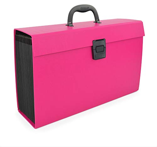 Rapesco 1554 19-Part Expanding Box File Document Organiser, A4+, Hot Pink