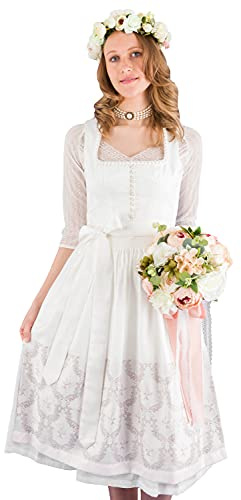 Country Line Midi Dirndl Hochzeitsdirndl festlich Tramontana T-9203/7 Creme/rosa 38