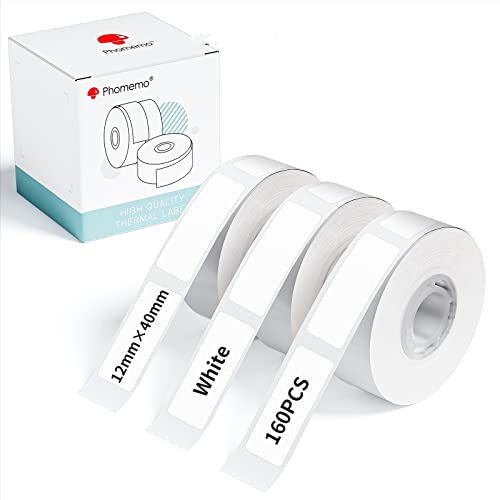 Phomemo D30 Label Paper,Label Tape for D30D/D30/D35 Printer,12x40mm,3 Rolls