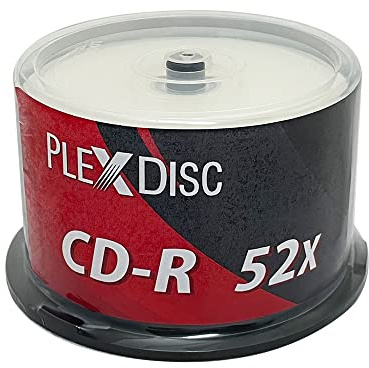 PlexDisc TY Series Blue CD-R 52X 700MB White Inkjet Hub Printable Recordable Media - 50pk Cake Box 66N-214-Y-BX, 50 Discs
