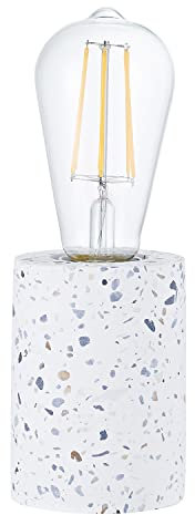 Happy Homewares Modern and Unique White Mosaic Concrete Table Lamp for Vintage Industrial Feature Style Light Bulbs | 1 x E27 60w Maximum | 11cm x 8cm