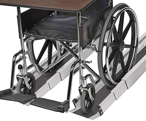 DMI Wheelchair Ramp, Entryway Ramp,Threshold Ramp and Handicap Ramp, Portable and Adjustable from 3-5 Ft Long, 4.5 in Wide for Steps, Shed or Curb,Storage Bag and 2 Ramps Included