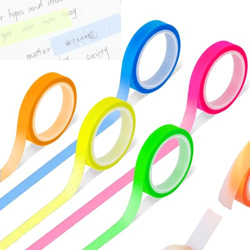 Fyihoxi 20 Rollos Cinta Resaltadora Removible Cinta, Marcadores Adhesivos Fluorescentes, Cinta Resaltadora Adhesiva, Notas Adhesivas Indices para Notas/Libros/Clasificación de Archivos