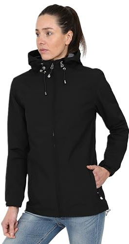Blu Apparel Veste imperméable à capuche pour femme (8, noir)