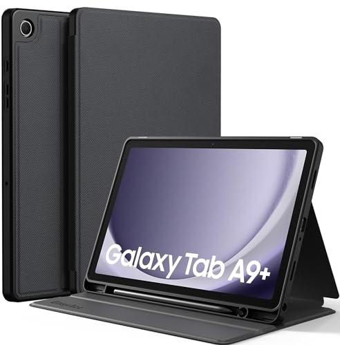 EasyAcc Hülle Book Cover für Samsung Galaxy Tab A9 Plus / A9+ 11 Zoll 2023 mit S Pen Halter, Dünn Folio Ständer Tablet Schutzhülle, Multi-Winkel Betrachtung, Schwarz