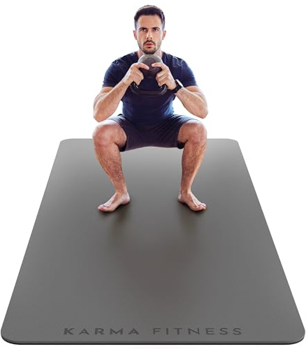 Stor träningsmatta – extra bred och extra tjock yogamatta för män och kvinnor (183 cm x 80 cm x 10 mm) – TPE fitness halkfri gymmatta för hem HIIT-träning, pilates, gymnastik