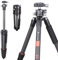Trépied d’Appareil Photo en Fibre de Carbone ARTCISE 142cm, trépied de Voyage Compact Super léger avec rotule à Profil Bas de 28 mm, Monopode Amovible, Charge maximale 5 kg