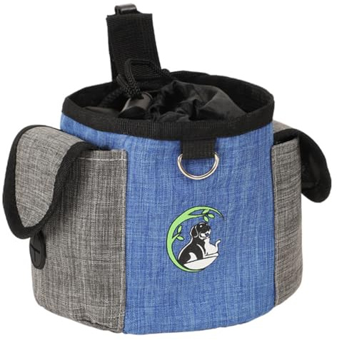 Borsa per Cibo per Cani, Borsa Addestramento Cane, Cane Snack Borsa, Borsa per Alimenti per Cani, Porta Sacchi Cibo Cane, Cintura Regolabile, Premi Cane Porta Sacchi Cibo Cane, 18x11x14cm, (blu)
