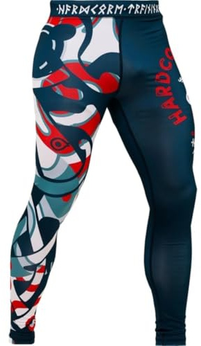 Hardcore träningsbyxor herr leggings baslager no Gi MMA BJJ brottning brottning brottning spats tights, Vit blå, L