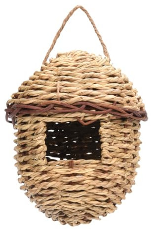 Handgewebtes Vogelnest für Wildvögel Naturgras Vogelhaus Outdoor Hängenest Finken Zaunkönig Spatzenhaus