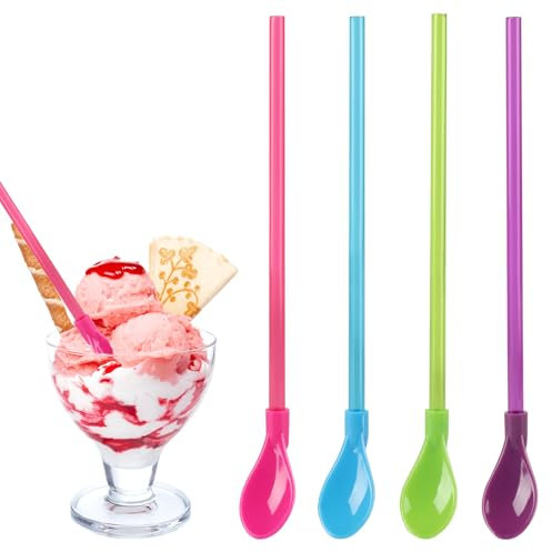 20 Pcs Reusable Plastic Straws, 2 in 1 Slush Straws, Dishwasher Safe, Drinking Straws for Cocktails Coffee Drinks Ice Cream