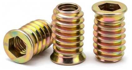 Drenky ‌M6 Insert Fileté Bois‌, écrous à Visser ‌M6 X 15mm ‌Manchons à Visser‌ Galvanisés écrou Hexagonal Fileté‌ pour Meubles en Bois, 40 Pièces