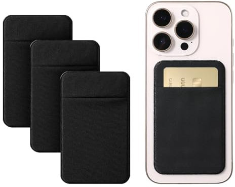 FdcLixuvol Paquete de 4 carteras adhesivas para teléfono, tarjetero, para teléfonos, fundas negras, tarjeteros, portafolios, tarjetas de crédito autoadhesivas, para teléfonos celulares