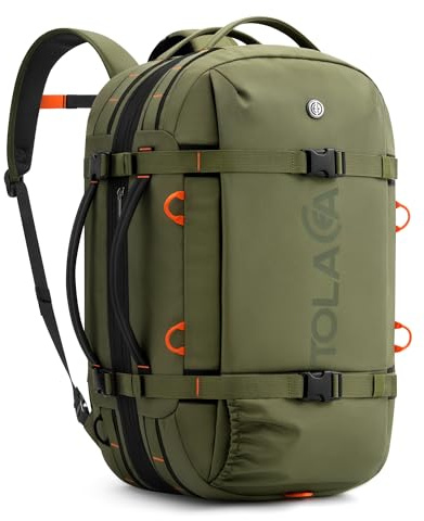 Tolaccea Reseryggsäck för bärbar dator, handbagage ryggsäck för män kvinnor, 40 L - 50 L expanderbar TSA-godkänd ryggsäck dagväska duffelväska