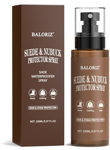 BALORIZ Suede & Nubuck Protector Spray | Long-Lasting Waterproof Shield Against Rain, Stains & Dirt |Shoe & Boot Care for Trainers, Heels & Casual Footwear | 150ml