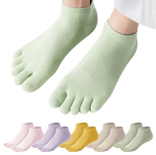 Eniyou 5 Paia Calzini Con Dita Separate Donna Cotone Calze Con Dita Calze 5 Dita Corti Colori Progettazione Della Maglia Diversi Morbido E Traspirante Per Usura Quotidiana Yoga Palestra Corsa Scuola