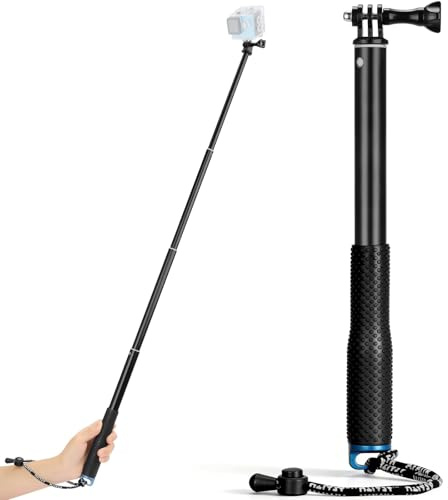 VINATO 93cm Bastone Selfie per GoPro, Selfie Stick Allungabile, Asta Telescopica per Action Cam, Asta per GoPro Hero 13/12/11/10/9/8/7/6 AKASO DJI OSMO 3 Action Cameras