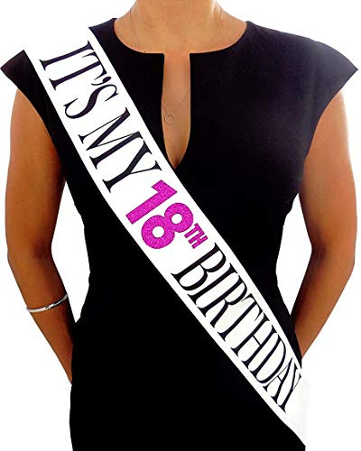 Fascia Glitter Bianca “Its My 18th Birthday” - Decorazioni, Idee, Regali di Compleanno - Compleanno Divertente