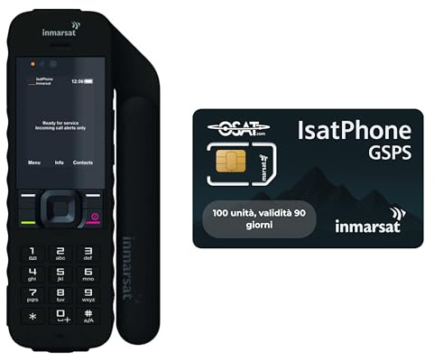 OSAT Inmarsat IsatPhone 2 + 100 Unit (67 Minutes) Global Prepaid SIM Valid for 90 Days | Global Satellite Phone with Reliable Voice | Long Battery Life | GPS Tracking | Weather-Resistant Design