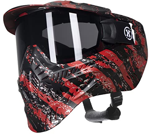 HK Army HSTL Goggle Paintball Airsoft Mask with Anti Fog Thermal Lens (Fracture Black/Red/Smoke Lens)