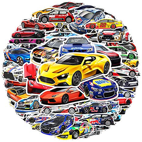 Sports Car Stickers for Kids Teens Boys Girls, Vinyl Waterproof Stickers for Computer Laptop Flasks Water Bottle Cup Bike Phone Helmet Tablet Car Bumper, Trendy Car Decals Pack[Racing Car-102Pcs]
