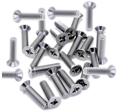 TERF® Lot de 50 vis à métaux à tête fraisée Pozi M4 (4 mm) x 25 mm Pozi plates à double tête fraisée (boulon)