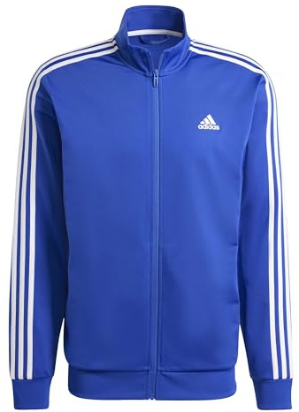 adidas Men's Essentials Warm-Up 3-Stripes Track Jacket, Semi Lucid Blue/White, X-Small