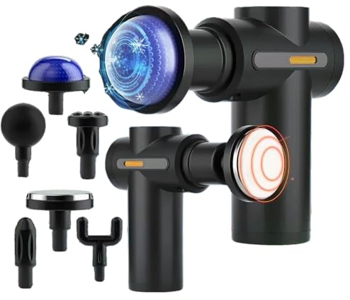 Pistolet de Massage Musculaire PHENITECH - Appareil de Massage Électrique avec 6 Vitesses et 5 Têtes de Massage, Soulagement des Douleurs Cervicales Dos Lombaires et Pieds, Récupération de la Fatigue