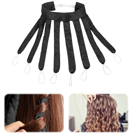 FURREN Bandeau Boucle Sans Chaleur Poulpe Bigoudis Cheveux Boucles Nuit Ruban Cheveux Femme Boucle Cheveux Sans Chaleur Octopus Lazy Curlers pour Outils de Coiffure Bricolage(Noir)