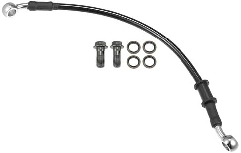 Motoforti Tubo Freno Universale per Moto ATV Dirt Bike Motocross, Tubo Freno Idrualico Intrecciato, 30cm, Resistente, Metallo, Tono Nero Argento, 1 Set