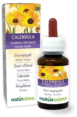 Caléndula (Calendula officinalis) capítulos florales Tintura Madre sin alcohol Naturalma - Extracto líquido gotas 60 ml - Complemento alimenticio - Vegano