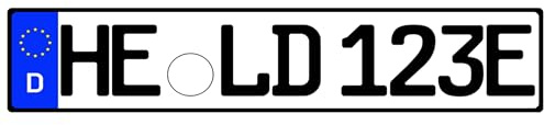Kennzeichenheld - E-Kennzeichen aus Alu für Dein Elektroauto, Nummernschild für eine reibungslose Zulassung, nach DIN 74069, 520 x 110 mm, Mattschwarz