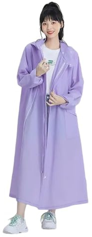 CMZYBBD Poncho Pluie Manteau De Pluie Transparent Eva pour Femme, Imperméable, Long Et Léger, avec Capuche, pour Voyage, Équitation, Extérieur-Violet-XL