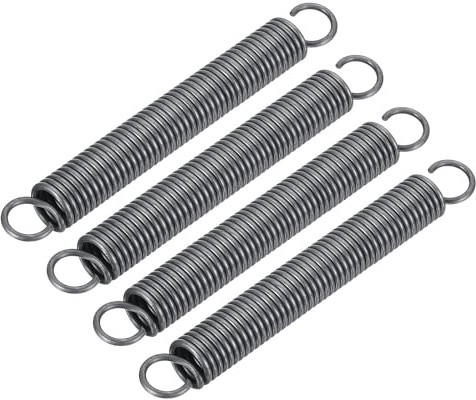 uxcell Extension Spring - 2.5mm Wire Dia, 18mm OD, 150mm Free Length Spring Steel Small Dual Hook Tension Spring, 4Pcs