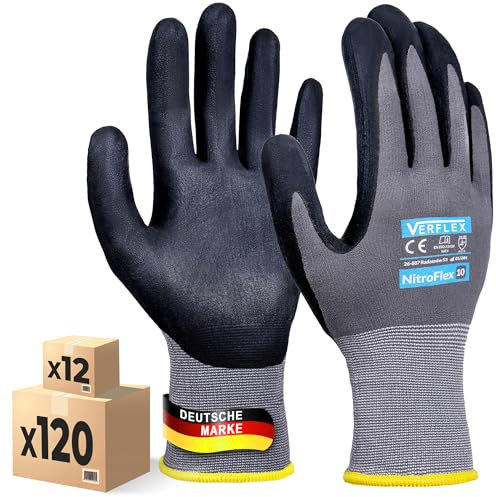 MK-Glove Gants de Travail en Tricot de Nylon (12 Paires) - Gants de Protection Précis et Confortables - Gants de Montage Robustes en Maille Respirante - Gris - Taille 9 - L