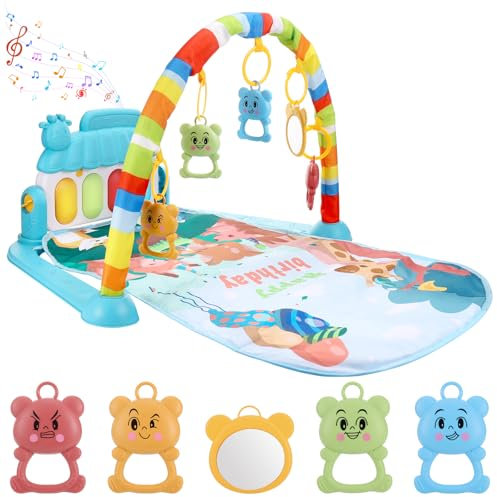 JIZZU Baby Spielbogen mit Musik & Lichtern fürr Baby & Kleinkinder 0-36 Monate, Baby Spieldecke Spielmatten Aktivitätszentrum Spielzeug, Pädagogisches Spielzeug