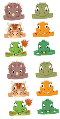 ibasenice 12 Dinosaurier-partyhüte Für Kinder – Dekoration Für Geburtstagspartys – Stilvolle Kopfbedeckungen Aus Papier – Teile Die Freude