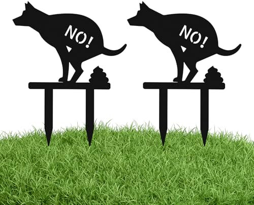 Lot de 2 panneaux en fonte qui interdisent les déjections canines, panneau d'avertissement de déjections d'animaux domestiques, panneau de jardin qui interdit aux chiens d'uriner ou de déjections dans