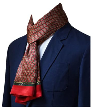 UK_Stone herr 100 % ren silkesscarf vintage klassiskt mönster dubbelskikt tryckt, #3 vinröd, en storlek