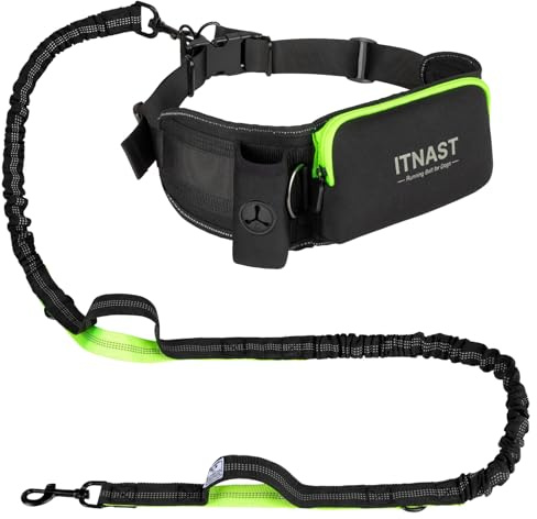 ITNAST Hands Free Dog Leash for Medium Large Dogs, Waist Support Padded Bungee Dog Running Leash with Reflective Stitching for Walks, Jogging, Running, Hiking, and Dog Training